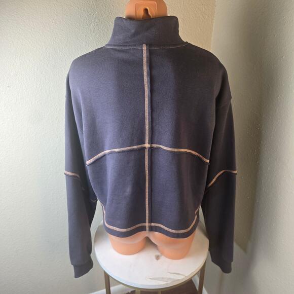 Sweaty Betty Revive Cropped Sweatshirt 1/2 Zip - Gray/Orange - Large - Picture 3 of 6